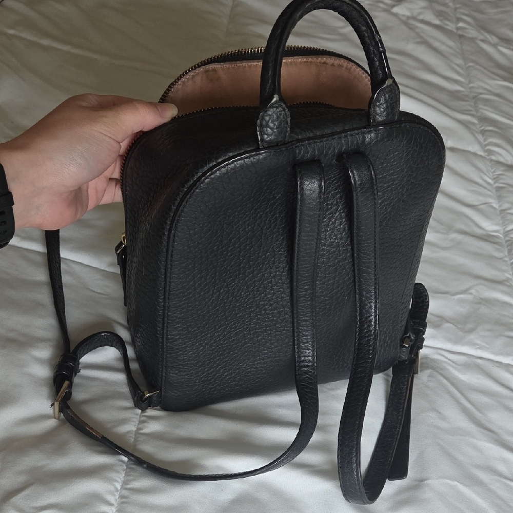 kate spade Black Pebbled Leather Mini Backpack with Gold Accents - Picture 3 of 5